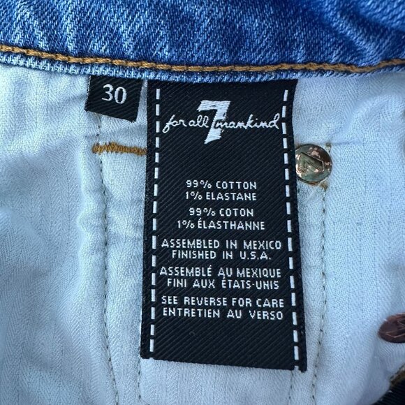 7 For All Mankind Blue Jeans High Waist Cropped Straight Size 30 - Picture 6 of 12